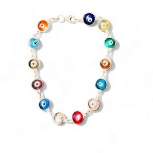 Colorful vibrant .925 evil eye Glass Beaded Bracelet